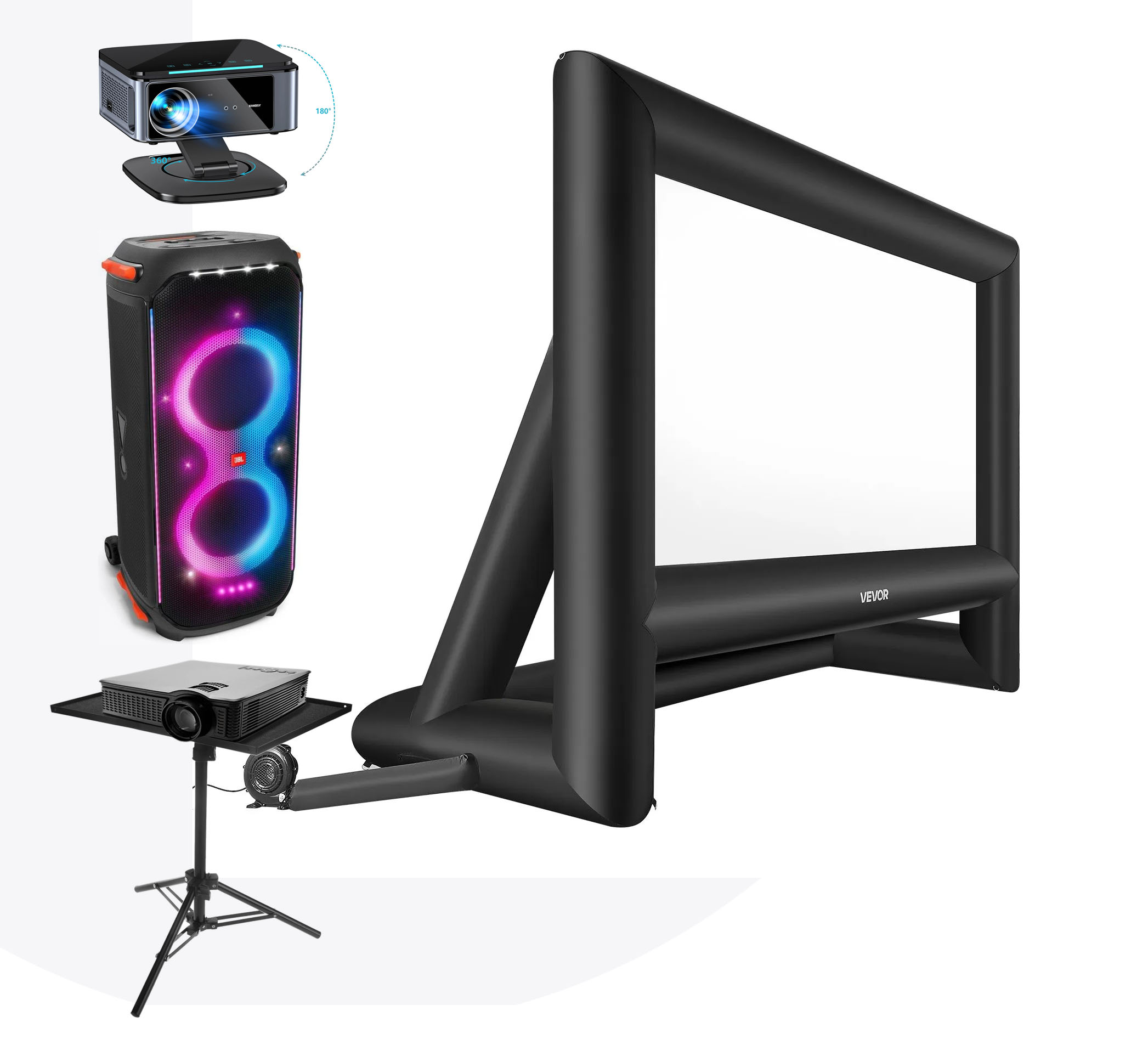 Zestaw kina plenerowego - ekran dmuchany + projektor