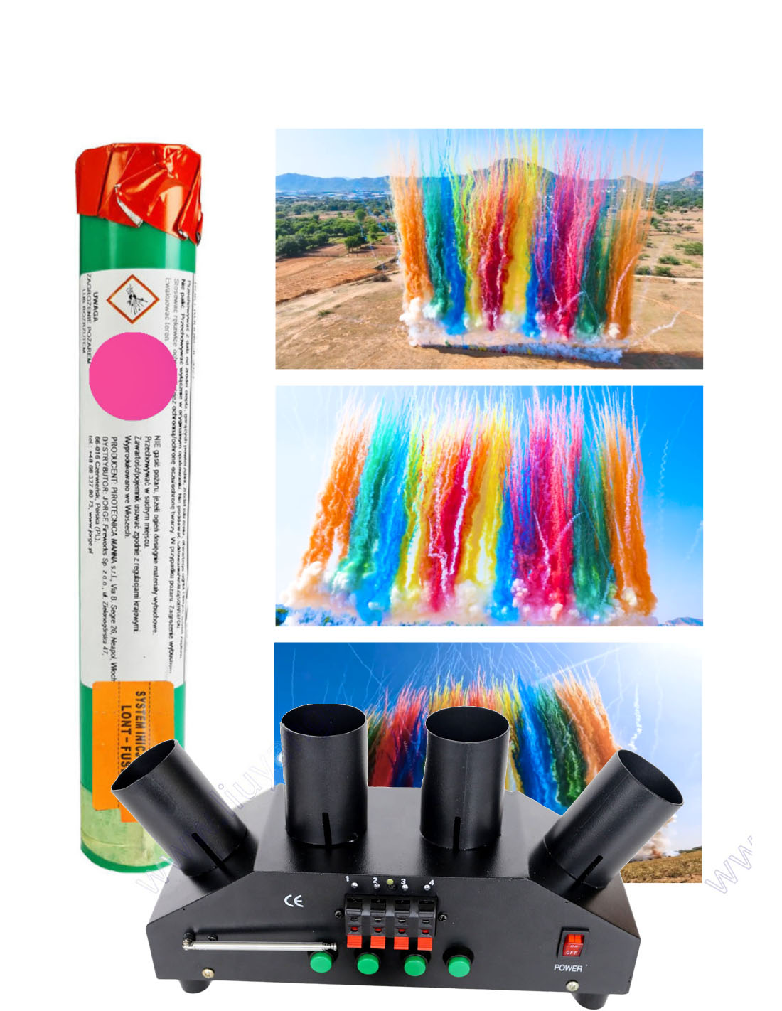 Zestaw min dymnych 4 sztuki + system odpalania